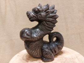Zilver obsidiaan draak full body met hart