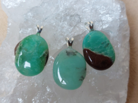 Chrysopraas hanger met zilveren oogje