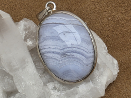 Chalcedoon of blue lace agaat hanger in zilver