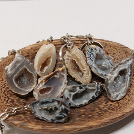 Agaat geode sleutelhanger