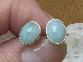 Amazoniet oorbellen in zilver