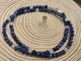 Sodaliet ketting facet geslepen