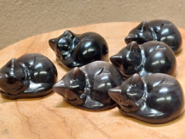 Zilver obsidiaan slapende kat