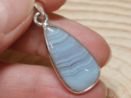 Chalcedoon of blue lace agaat hanger in zilver