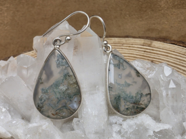 Mosagaat oorbellen in zilver