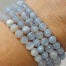 Chalcedoon of blue lace agaat kogelarmband 7 mm