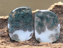 Mosagaat cabochons set van 2