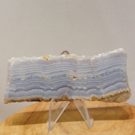 Blauwe chalcedoon/ blue lace agaat schijf