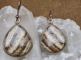 Chocolade calciet oorbellen in zilver