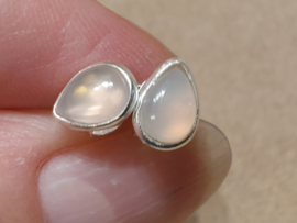 Rozenkwarts oorbellen in zilver