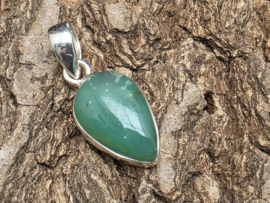 Chrysopraas hanger in zilver