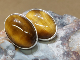 Tijgeroog oorbellen in zilver