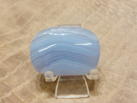 Blauwe chalcedoon of blue lace agaat platte steen