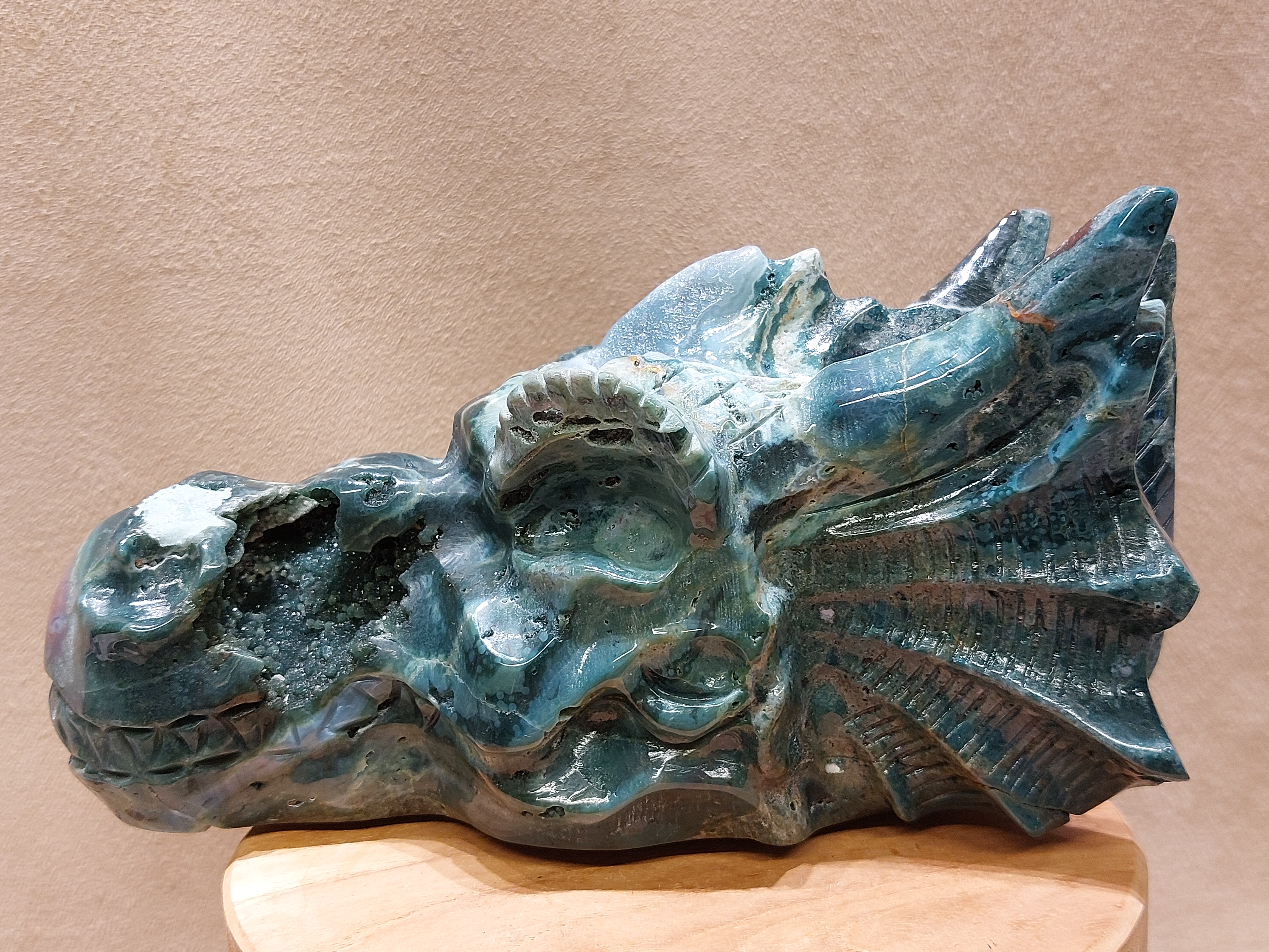 Oceaan jaspis draak 23cm