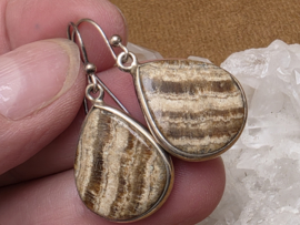 Chocolade calciet oorbellen in zilver