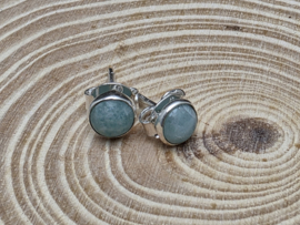 Amazoniet oorbellen in zilver