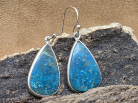 Chrysocolla oorbellen in zilver