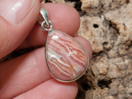 Rhodochrosiet hanger in zilver