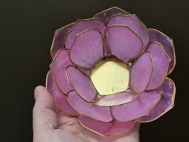 Lotus sfeerlicht bladvorm roze met goudrand