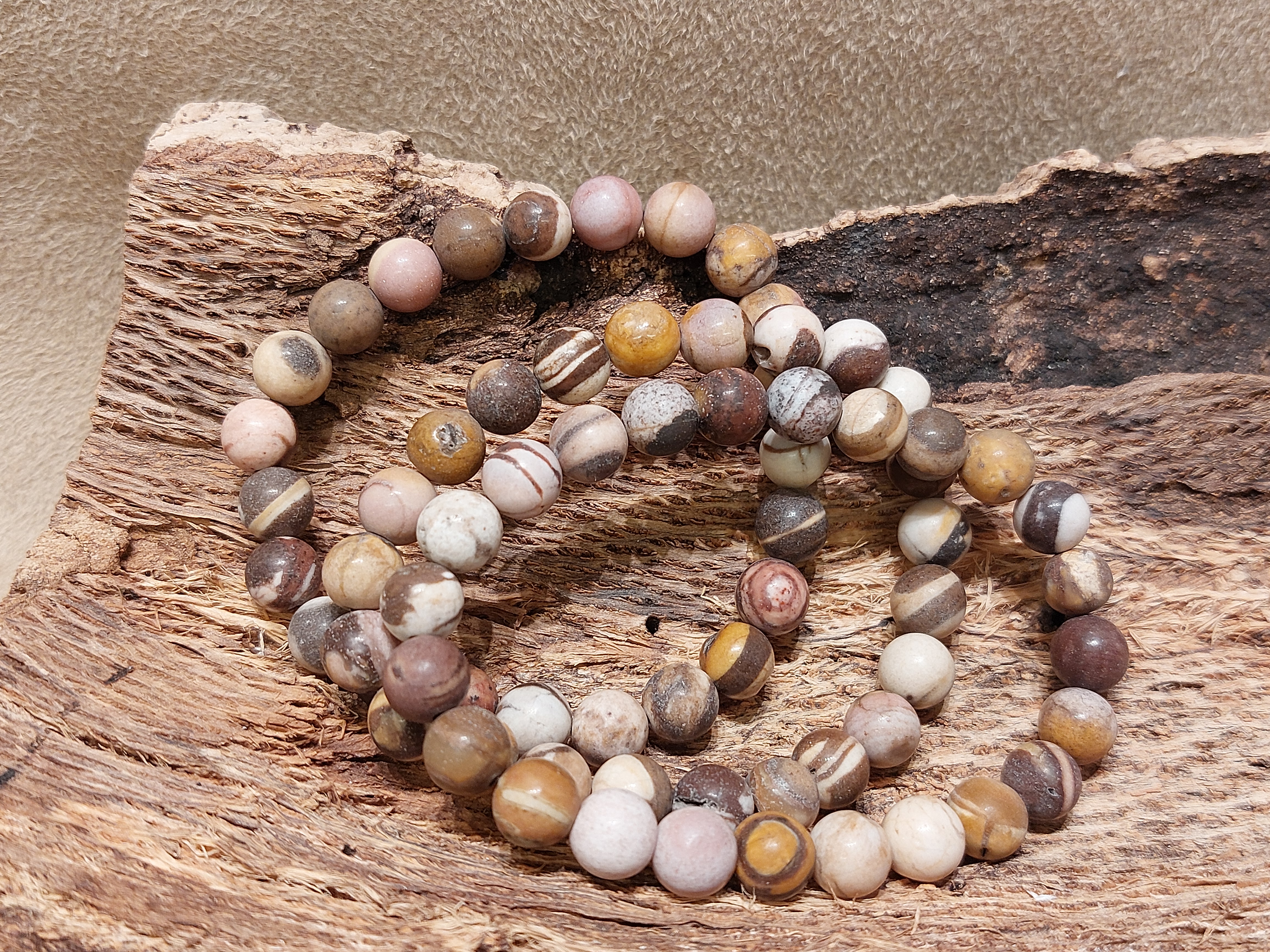Zebradoriet kogel armband 8 mm mat