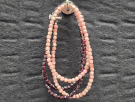 Granaat met rhodochrosiet ketting met armband facet geslepen