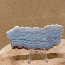 Blauwe chalcedoon/ blue lace agaat schijf