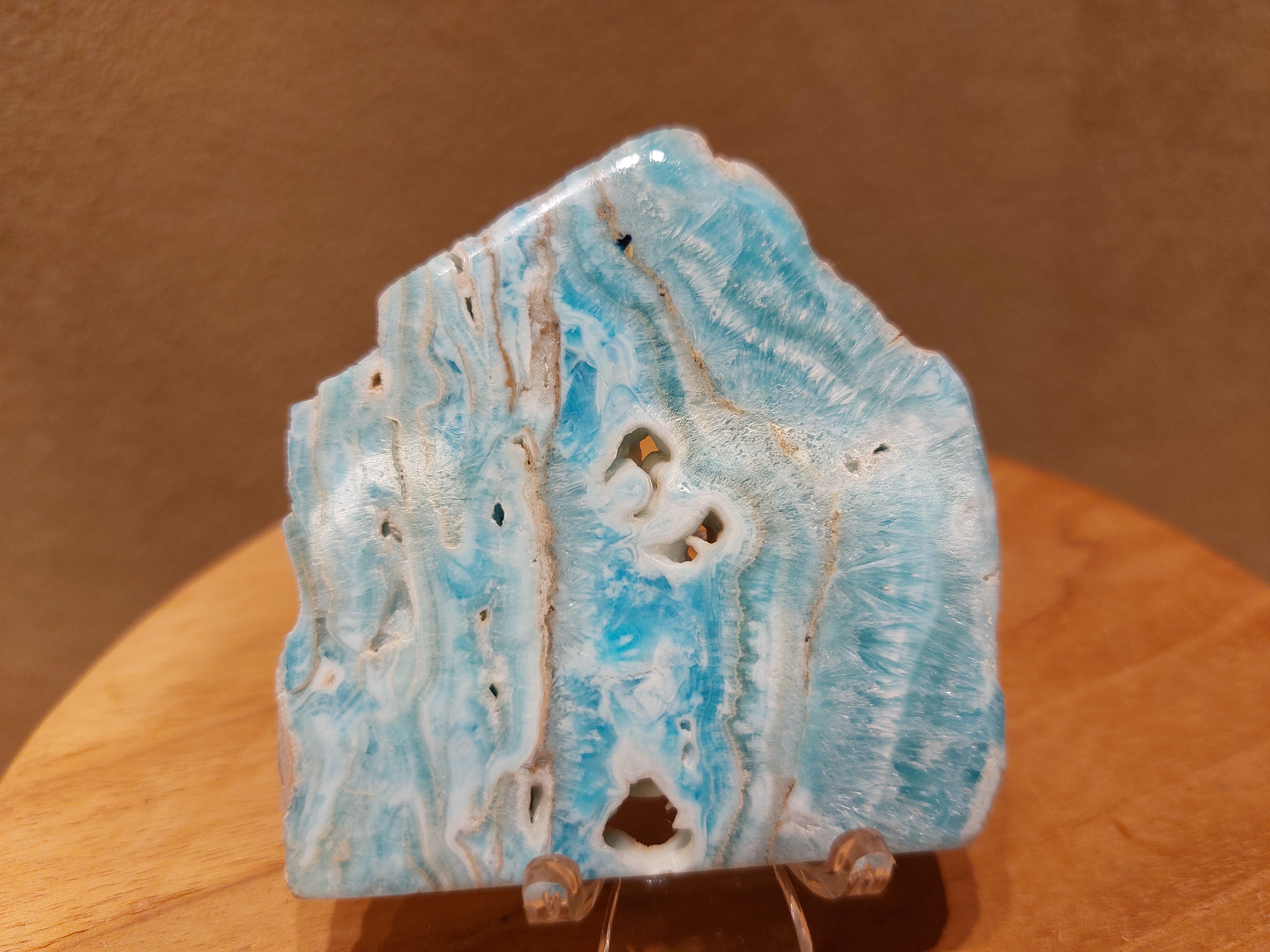 Blauwe aragoniet schijf/plak