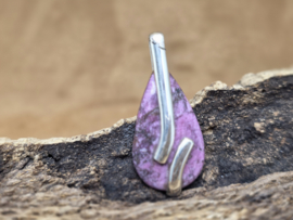 Kobalt calciet hanger in zilver