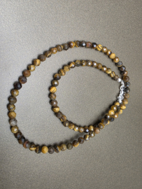 Tijgeroog ketting facet geslepen