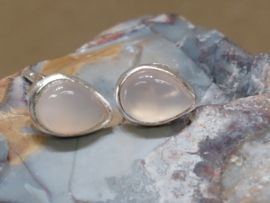 Rozenkwarts oorbellen in zilver