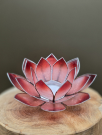 Lotus sfeerlicht tweekleurig wit en rood met zilverrand