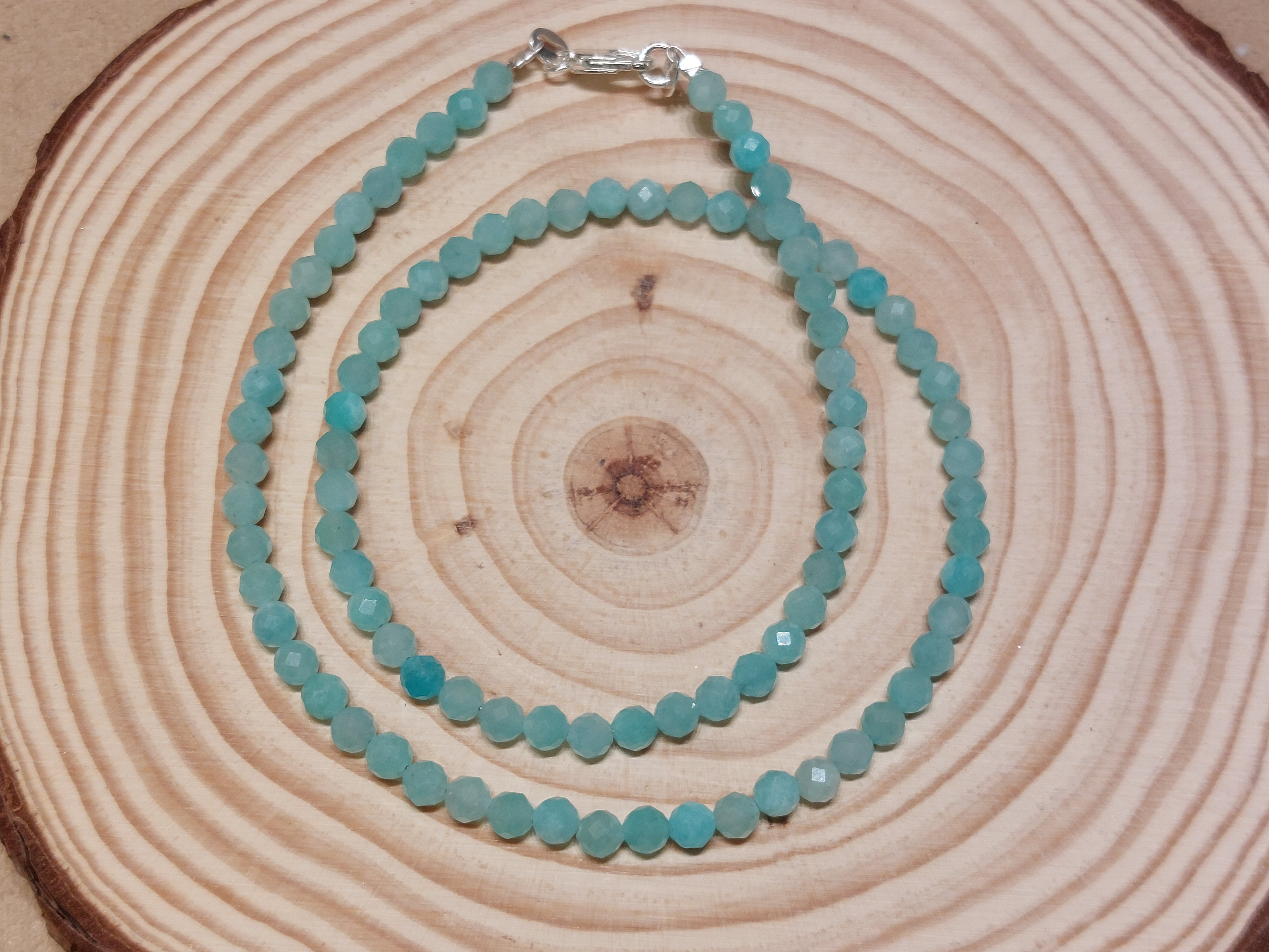 Amazoniet ketting facet geslepen