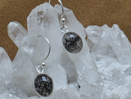 Toermalijn in kwarts oorbellen in zilver