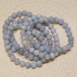 Chalcedoon of blue lace agaat kogelarmband 8mm