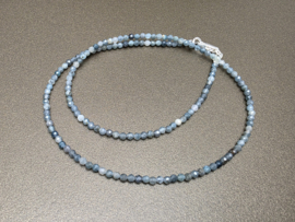 Blauwe toermalijn ketting facet geslepen