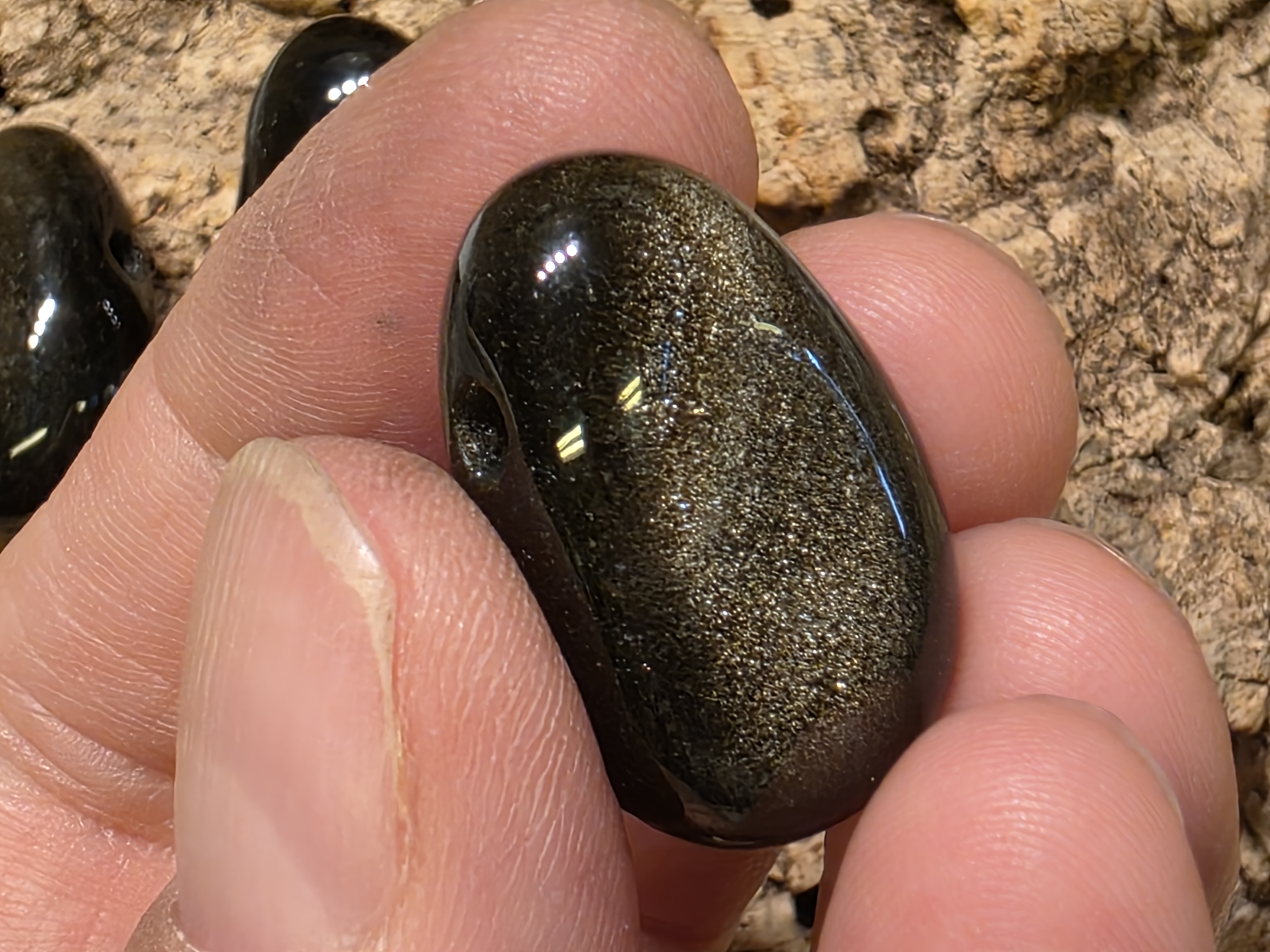 Goud obsidiaan hanger doorboord