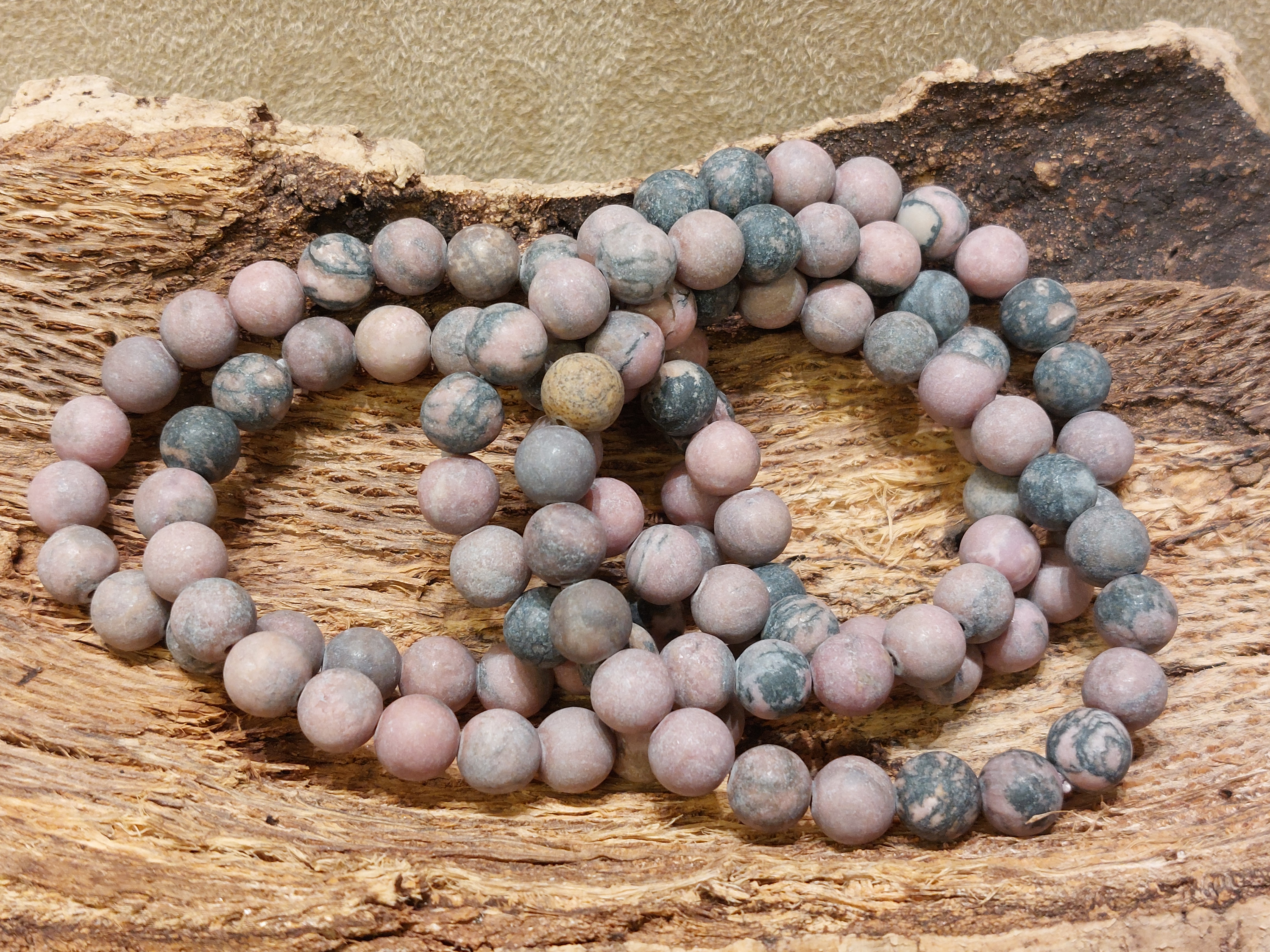 Rhodoniet armband 8mm mat