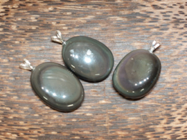 Regenboog obsidiaan hanger met zilveren oogje