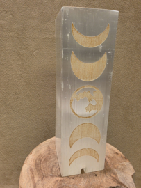 Seleniet/satijnspaat lamp 25cm met maanfases