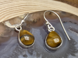 Tijgeroog oorbellen in zilver
