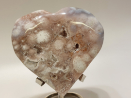 Flower agaat met (roze) amethist hart