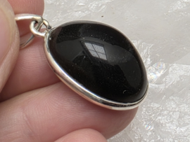 Zwarte obsidiaan hanger in zilver