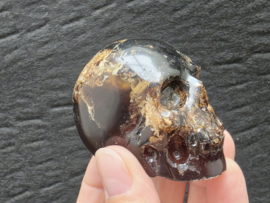 Blauwe amber human skull
