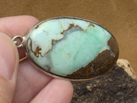 Chrysopraas hanger in zilver