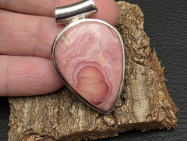 Rhodochrosiet hanger in zilver