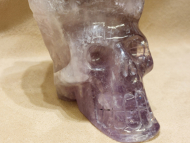 Amethist met rookkwarts human skull duo