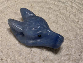 Blauwe kwarts wolf hanger doorboord