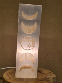 Seleniet/satijnspaat lamp 25cm met maanfases