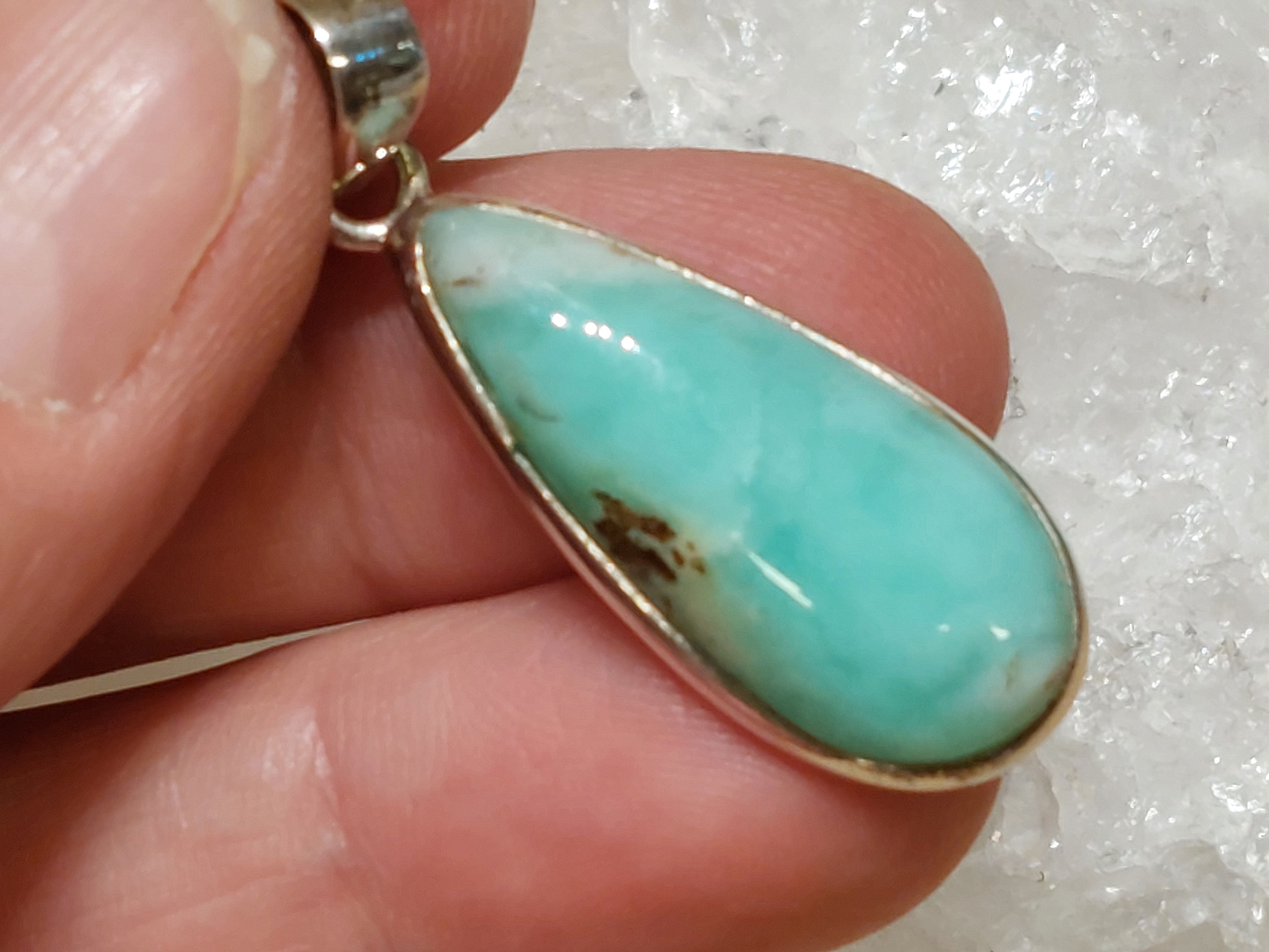 Chrysopraas hanger in zilver
