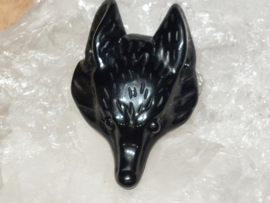 Zwarte obsidiaan wolf hanger doorboord